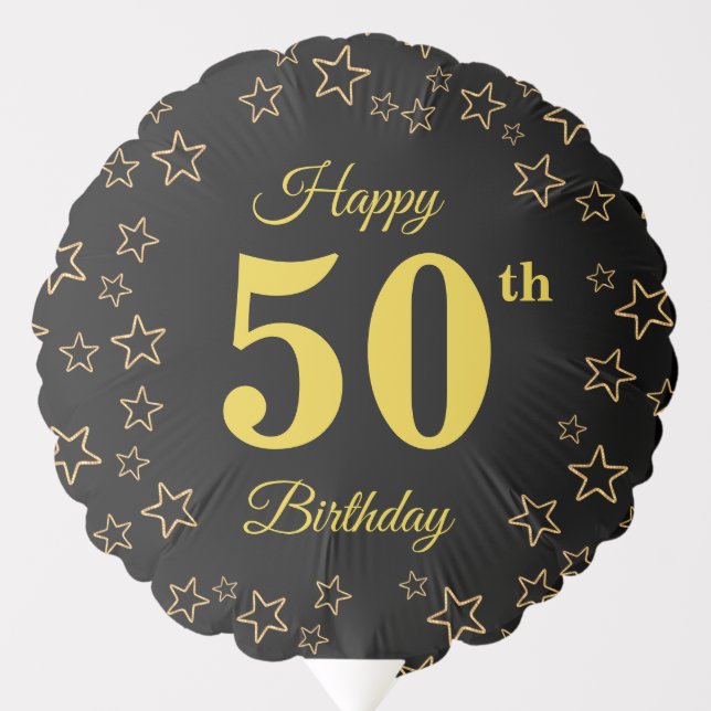 Golden Stars 50th 60th 70th 80th Birthday Balloon (Front)