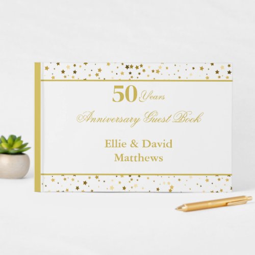 Golden Stars 50th Wedding Anniversary Guest Book