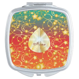 Golden Stars and Circles on A Gradient Background