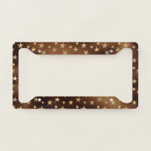 Golden Stars Bronze Brown Color Starry Sky Glam License Plate Frame
