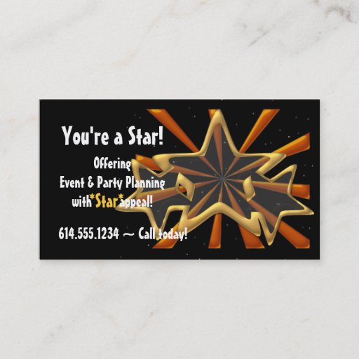 Customizable Golden Stars &amp; Copper Beams Party Business Card
