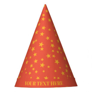 Golden Stars Custom Text Birthday Party Hat