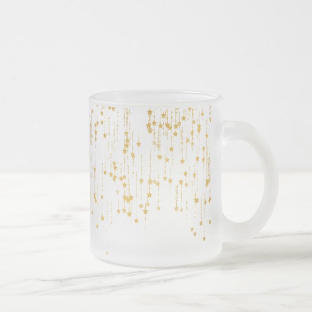 Golden Stars -Custom Your Color- Frosted Glass Coffee Mug (Right)