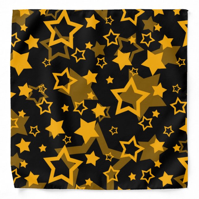 Golden Stars Glitter Pattern Design  Bandana (Front)