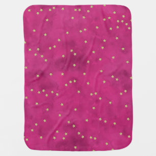 Golden Stars in Pink Background Baby Blanket