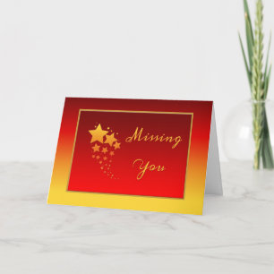 Golden Stars Missing You Christmas Card