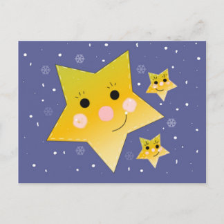 Golden Stars on a Blue Sky Background Postcard