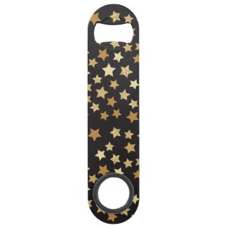 Golden Stars on Black Background Pattern Bar Key