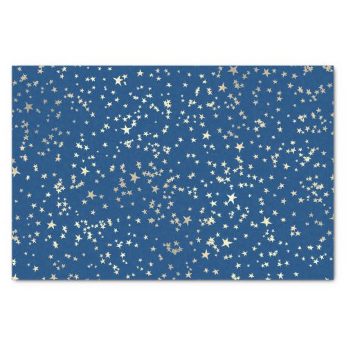 golden stars on blue background tissue paper