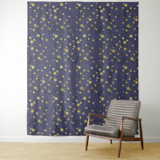 Golden Stars on Blue (or Green or Red) Tapestry