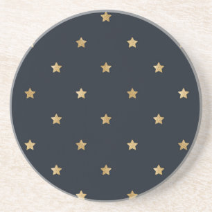 Golden Stars on Midnight Black Coaster