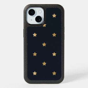 Golden stars on midnight black iPhone 15 case