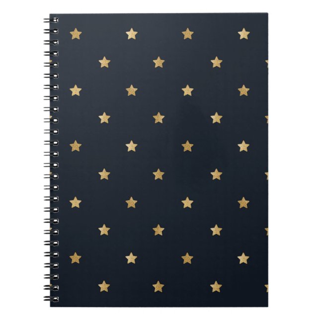 Golden Stars on Midnight Black Notebook (Front)