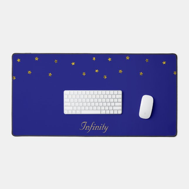 Golden Stars on Navy Blue Desk Mat (Keyboard & Mouse)
