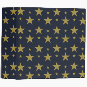 Golden Stars on Navy Blue – Elegant and Timeless 3 Ring Binder