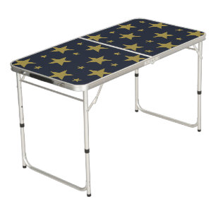 Golden Stars on Navy Blue – Elegant and Timeless Beer Pong Table