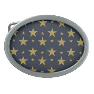 Golden Stars on Navy Blue – Elegant and Timeless Belt Buckle
