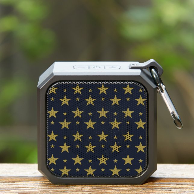 Golden Stars on Navy Blue – Elegant and Timeless Bluetooth Speaker (Insitu(Outdoor))