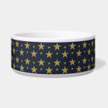 Golden Stars on Navy Blue – Elegant and Timeless Bowl<br><div class="desc">This stunning celestial design features small and large golden stars scattered across a deep navy blue background, creating a look of sophistication and wonder. Perfect for wedding stationery, holiday cards, luxurious invitations, and stylish packaging, this pattern brings an air of magic and elegance to any occasion. The contrast between gold...</div>