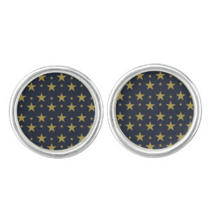 Golden Stars on Navy Blue – Elegant and Timeless Cufflinks