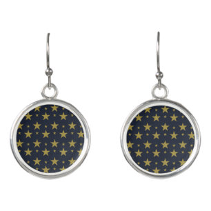 Golden Stars on Navy Blue – Elegant and Timeless Earrings