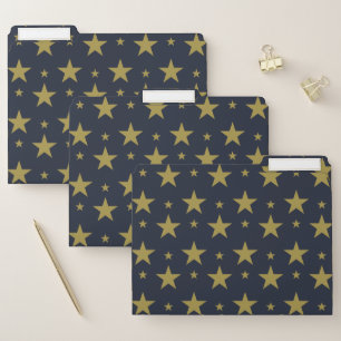 Golden Stars on Navy Blue – Elegant and Timeless File Folder