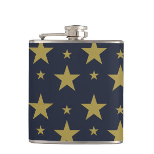 Golden Stars on Navy Blue – Elegant and Timeless Flask