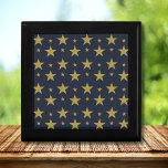 Golden Stars on Navy Blue – Elegant and Timeless Gift Box<br><div class="desc">This stunning celestial design features small and large golden stars scattered across a deep navy blue background, creating a look of sophistication and wonder. Perfect for wedding stationery, holiday cards, luxurious invitations, and stylish packaging, this pattern brings an air of magic and elegance to any occasion. The contrast between gold...</div>