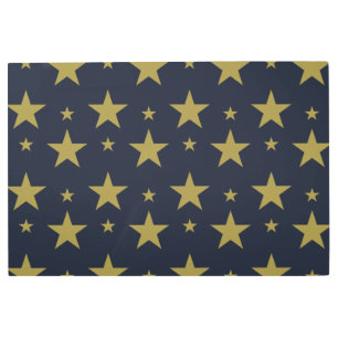Golden Stars on Navy Blue – Elegant and Timeless Metal Print