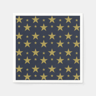 Golden Stars on Navy Blue – Elegant and Timeless Napkins