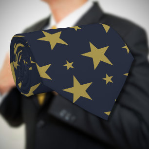Golden Stars on Navy Blue – Elegant and Timeless Neck Tie
