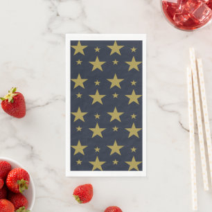 Golden Stars on Navy Blue – Elegant and Timeless Paper Guest Towels