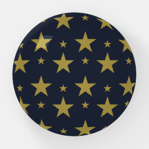 Golden Stars on Navy Blue – Elegant and Timeless Paperweight