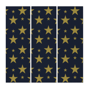 Golden Stars on Navy Blue – Elegant and Timeless Triptych
