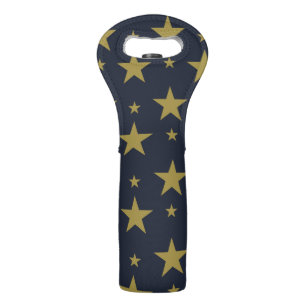 Golden Stars on Navy Blue – Elegant and Timeless Wine Bag