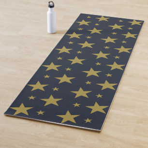 Golden Stars on Navy Blue – Elegant and Timeless Yoga Mat