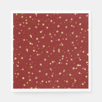 Golden stars on red background napkins