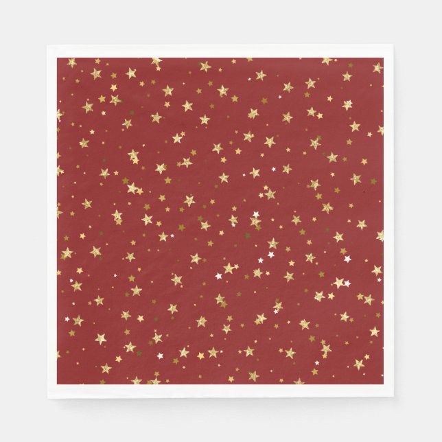 Golden stars on red background napkins (Front)