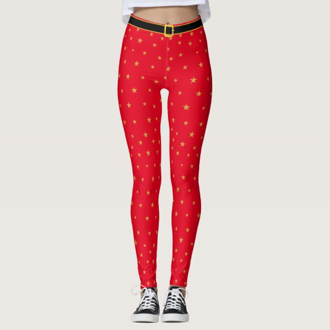Golden stars on red leggings (Front)