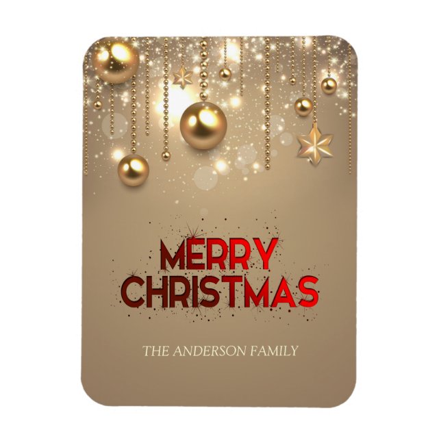 Golden Stars, Ornaments , Merry Christmas Magnet (Vertical)