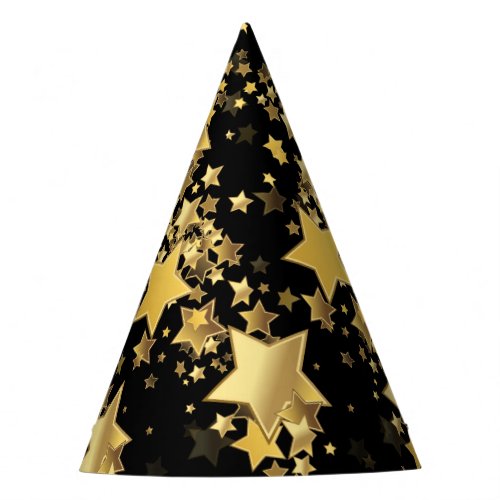 Golden Stars Party Hat_Black Party Hat