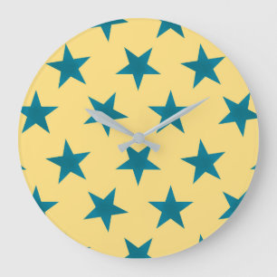 Golden Stars Pattern 18 Large Clock