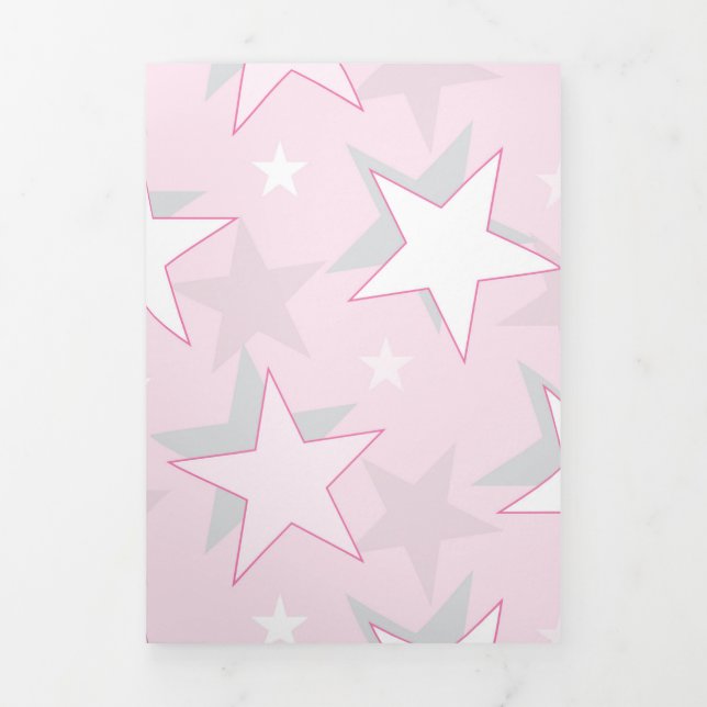 Golden Stars Pattern 1 Tri-Fold Holiday Card (Cover)