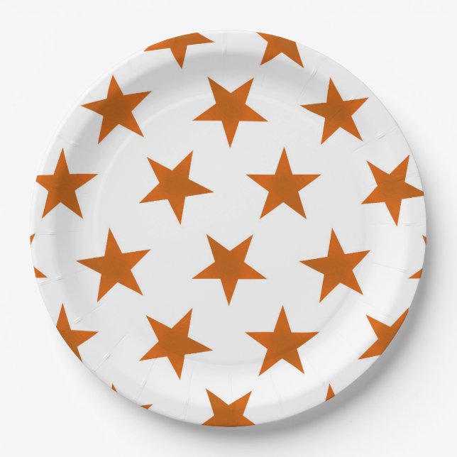 Golden Stars Pattern 6 Paper Plates (Front)