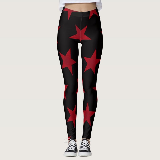 Golden Stars Pattern 8 Leggings (Front)