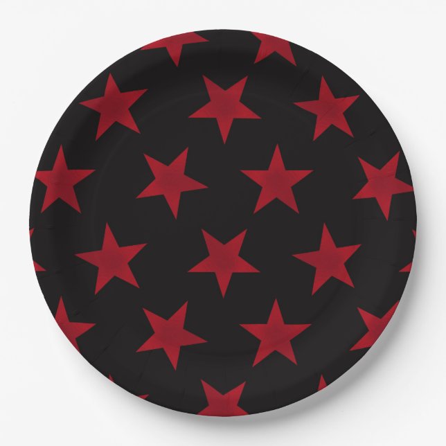 Golden Stars Pattern 8 Paper Plates (Front)