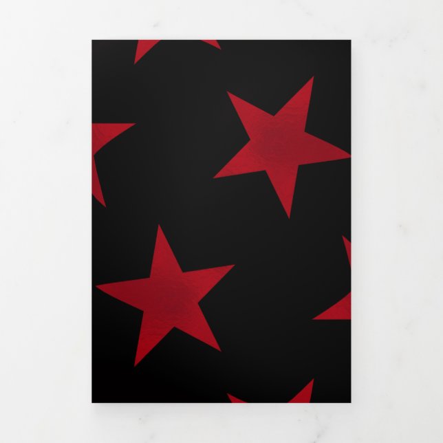 Golden Stars Pattern 8 Tri-Fold Holiday Card (Cover)