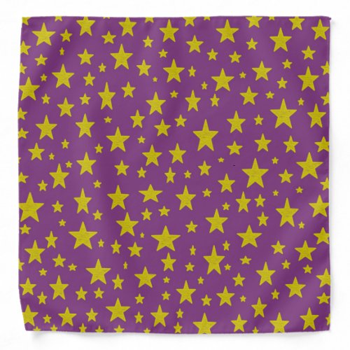 Golden Stars Purple Bandana