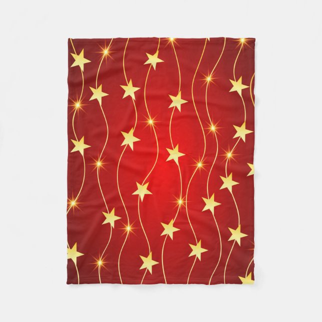 Golden Stars Seamless Pattern Fleece Blanket (Front)