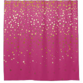 Golden Stars Shower Curtain in Raspberry | Zazzle